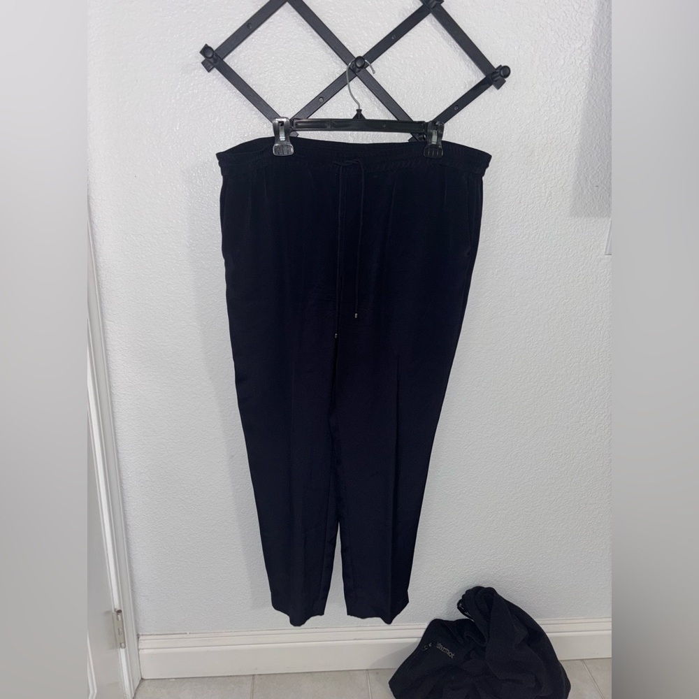 Pure Collection Black Drawstring Pants Women’s Size 12 Casual Lounge Travel Work - Picture 2 of 4